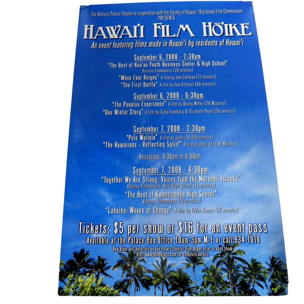 Vintage 2008 Hawaii Film Hoike Poster Big Island Hawaii Film Festival Poster